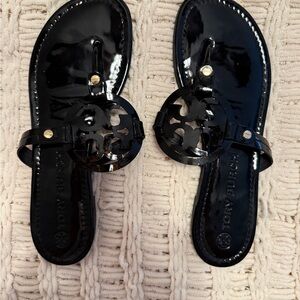 Tory Burch Glossy Black Sandals